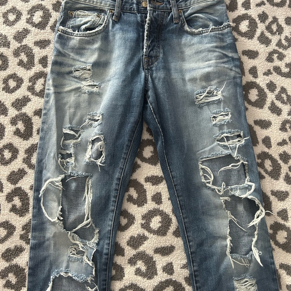 Distressed Blue Jeans